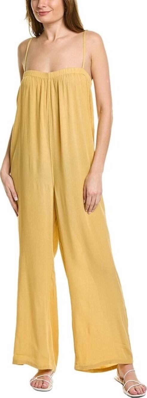 WeWoreWhat Women's Yellow Sleeveless Cami Camisole Wide Leg Romper Jumpsuit L